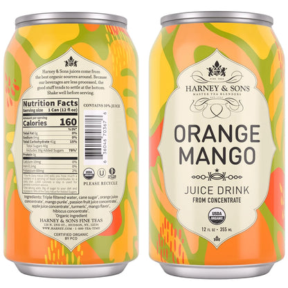 Harney & Sons Organic Orange Mango Juice Drink, 12 Cans, 12 oz