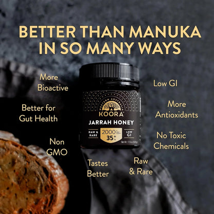 KOORA Jarrah Honey TA35+, Stronger than MGO 2000+ Manuka Honey, 8.8 oz