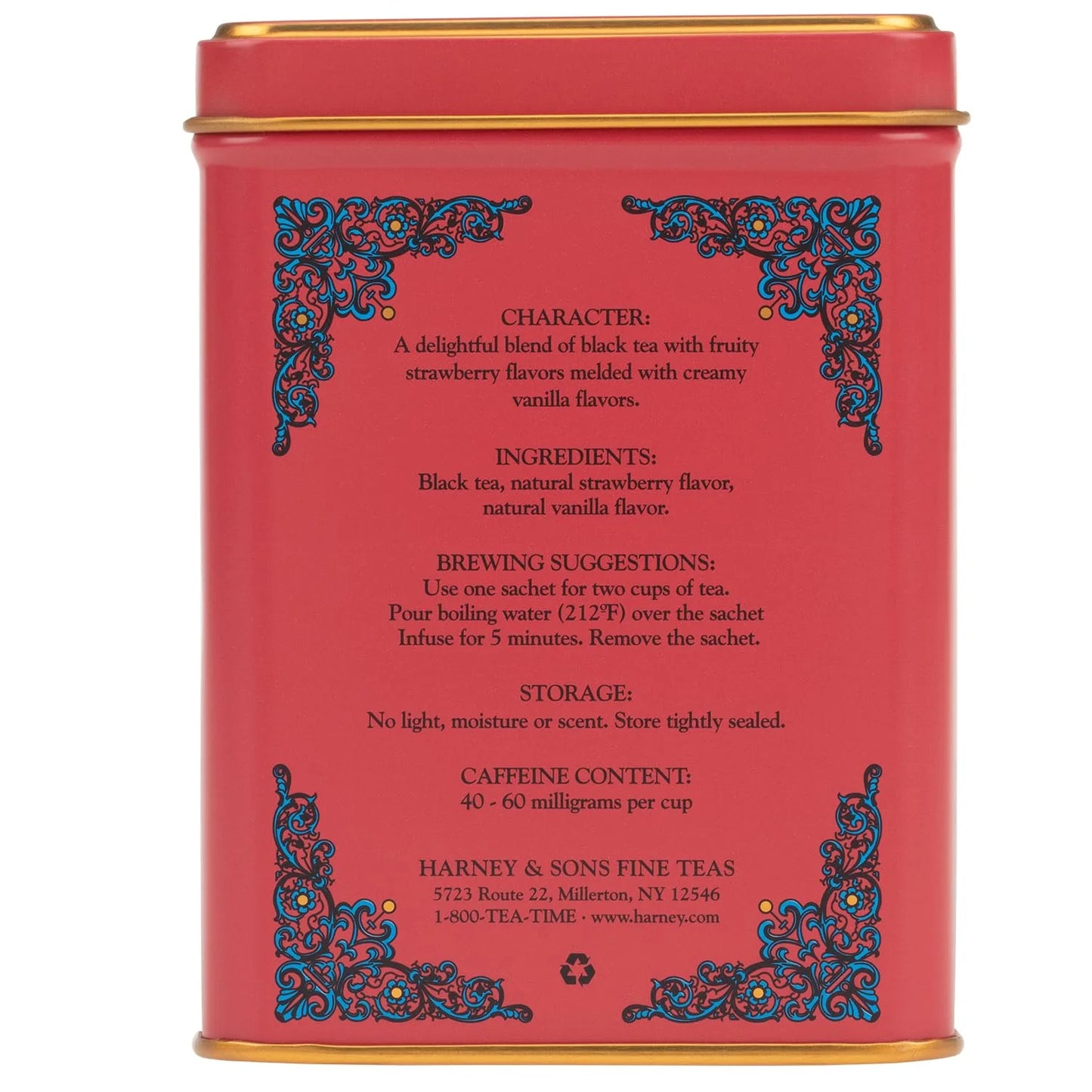 Harney & Sons HT Strawberry Vanilla Black Tea, 20 Sachets in Tin