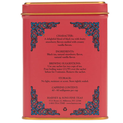 Harney & Sons HT Strawberry Vanilla Black Tea, 20 Sachets in Tin
