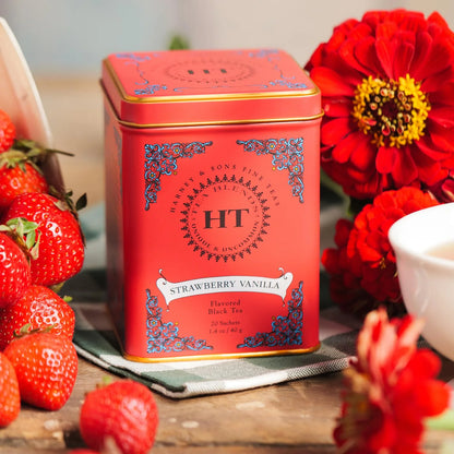 Harney & Sons HT Strawberry Vanilla Black Tea, 20 Sachets in Tin