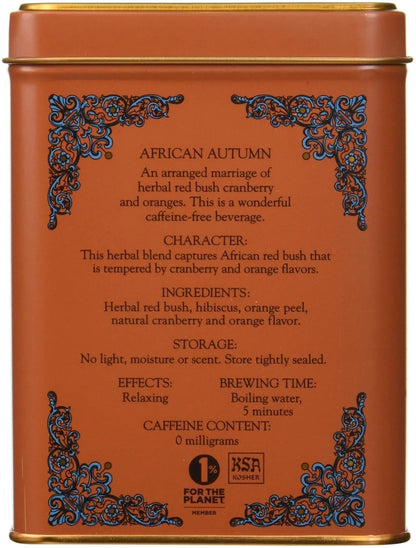 Harney & Sons African Autumn Rooibos Tea, HT Line, 20 sachet tin (Pack of 2)