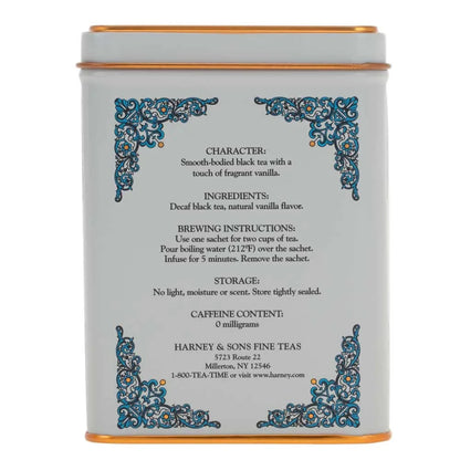 Harney & Sons Tea Decaffeinated, Great Present Idea, Vanilla Comoro, 1.4 oz Tin (20 Sachets) (Pack of 2)