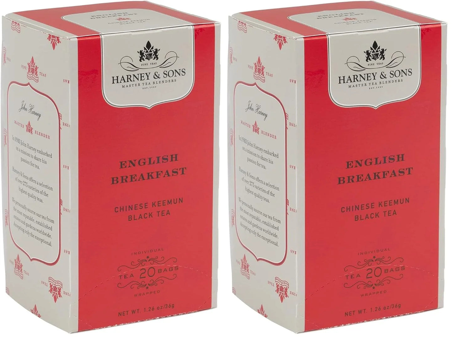 Harney & Sons Black Tea, Tea Bags, English Breakfast, 20 Count (Pack of 2)