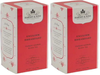 Harney & Sons Black Tea, Tea Bags, English Breakfast, 20 Count (Pack of 2)
