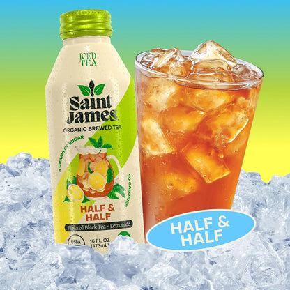 Saint James Iced Tea Organic Black Tea & Lemonade, Half & Half, 12 Pack