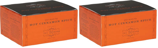 Harney and Sons Hot Cinnamon Spice, a Spicy Black Tea with Cinnamon, Orange Flavors & Sweet Clove - 50 Teabags (Pack of 2)
