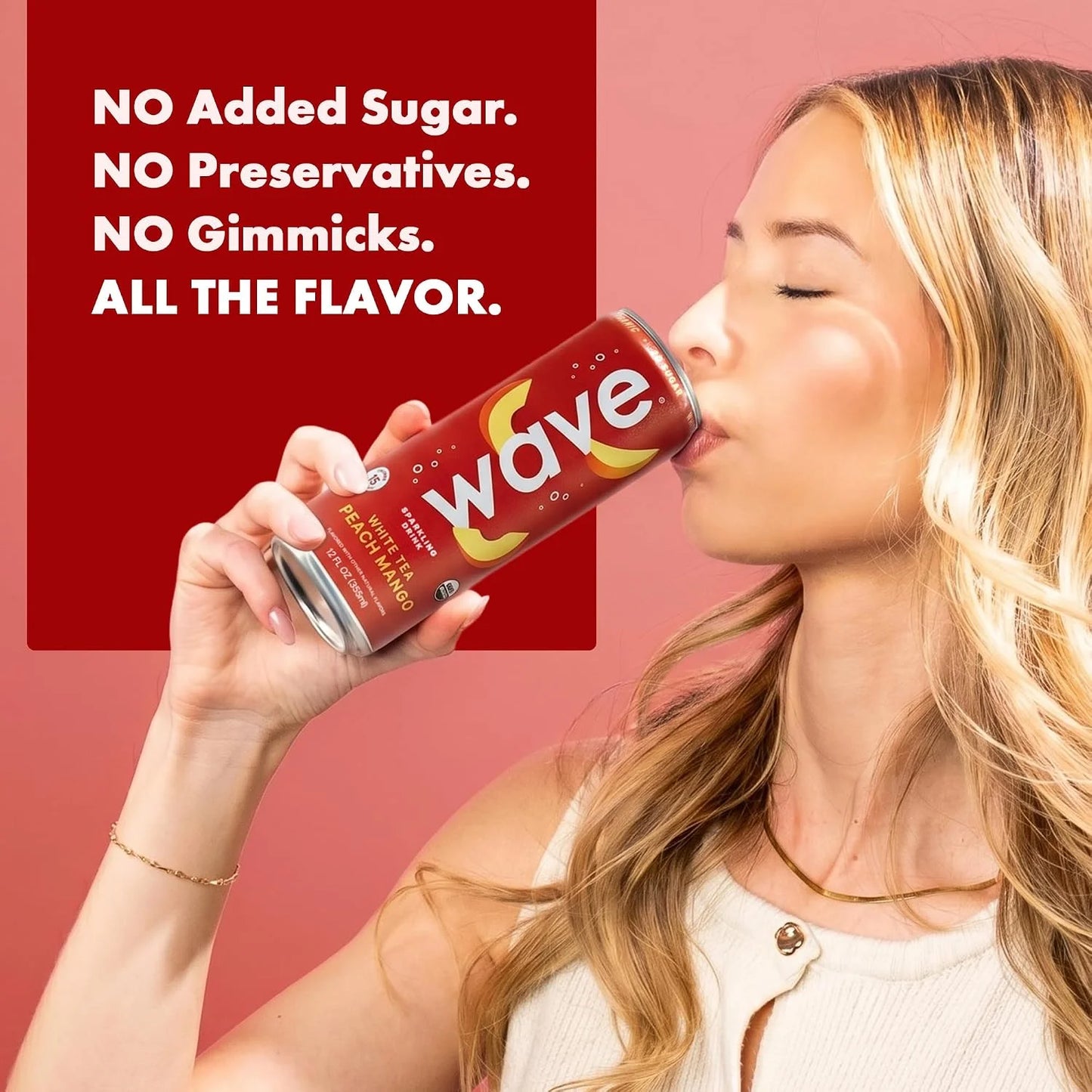 WAVE Organic Sparkling Drink, Soda Alternative, White Tea Peach Mango