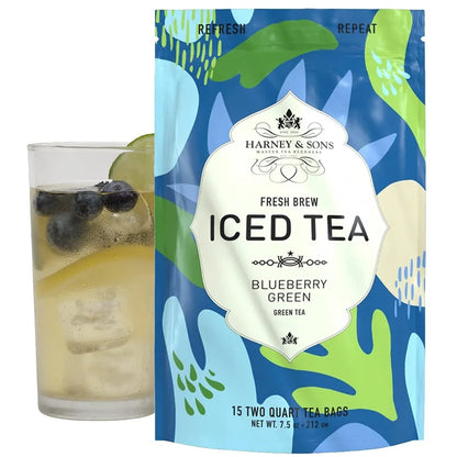 Harney & Sons Fresh Brew Blueberry Green Iced Tea, 15 Tea Bags
