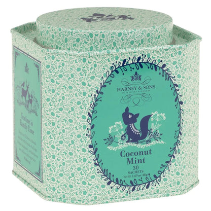 Harney & Sons Organic Coconut Mint Herbal Tea, 30 Sachets in Tin
