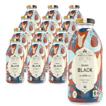 Harney & Sons Organic Black Iced Tea, 12 Glass Bottles, 16 fl oz