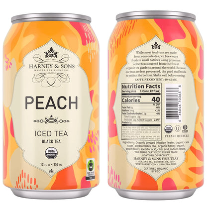 Harney & Sons Organic Peach Iced Tea, 12 Cans, 12 oz