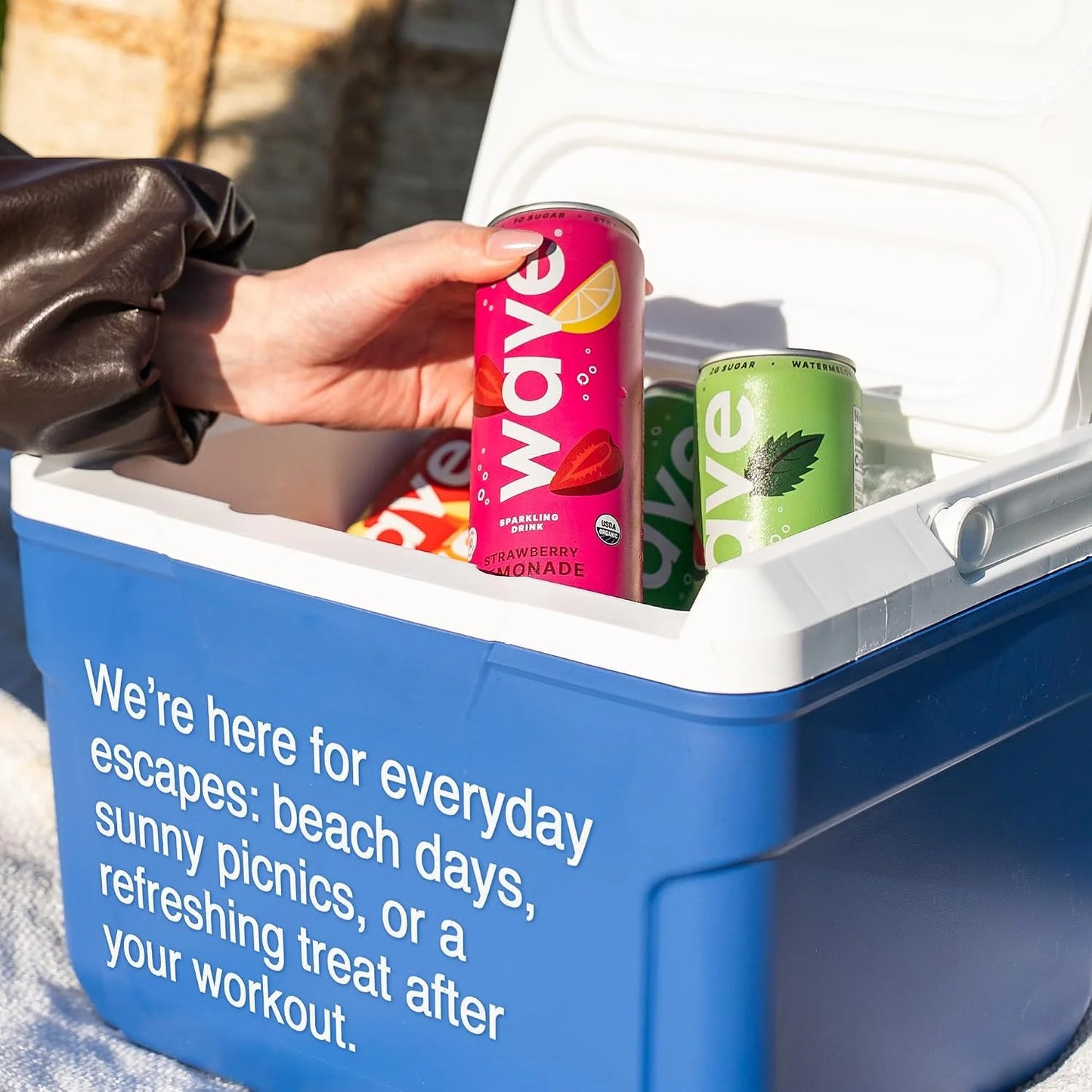 WAVE Organic Sparkling Drink, Soda Alternative, Strawberry Lemonade