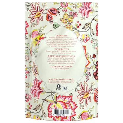 Harney & Sons Cherry Blossom Green Tea Sachets, 50 Count