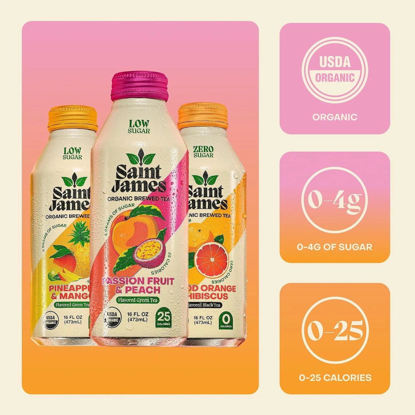 Saint James Iced Tea Paradise Variety Pack, 12 Pack (16 fl oz each)