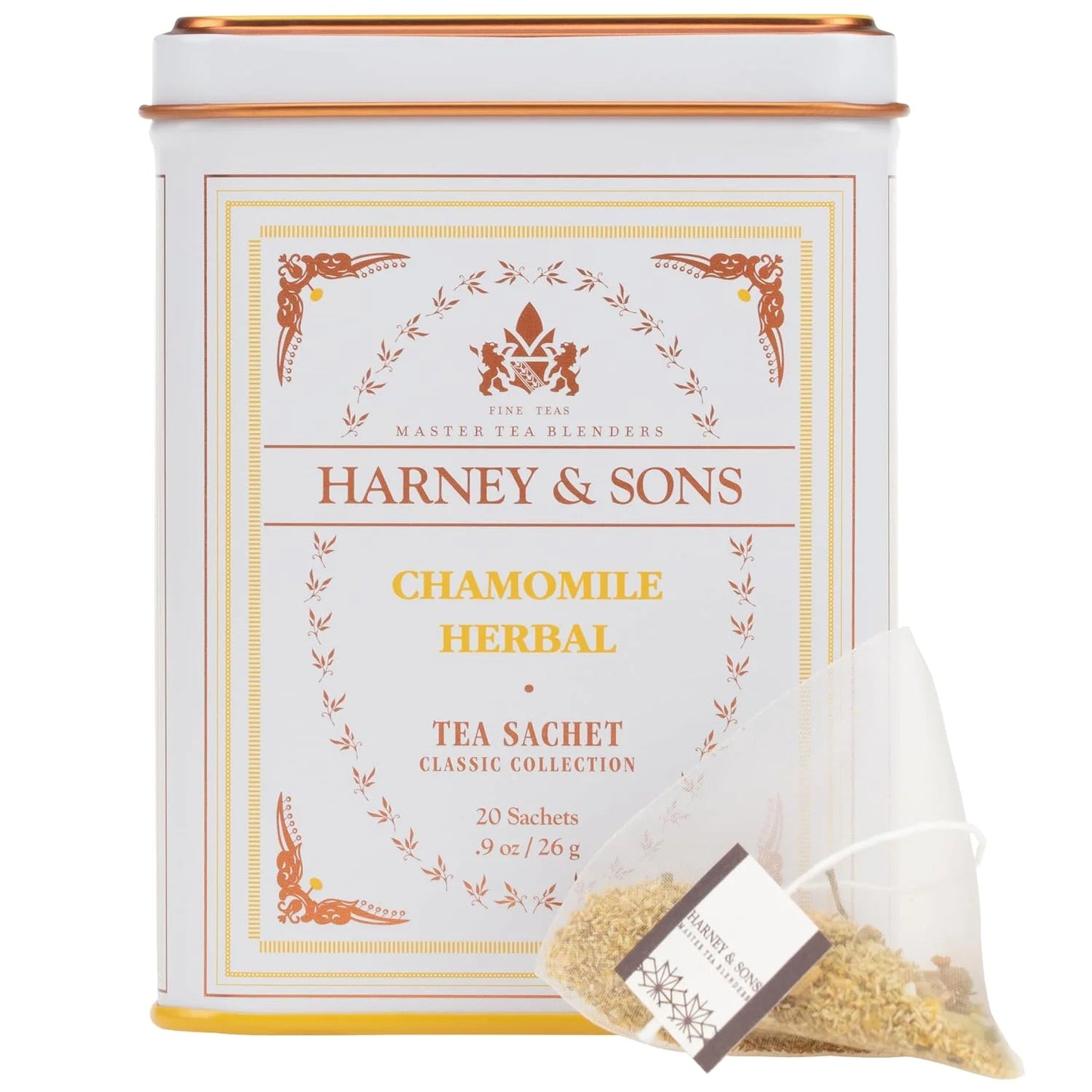 Harney & Sons Chamomile Herbal Tea, 20 Sachets, Caffeine Free Tin
