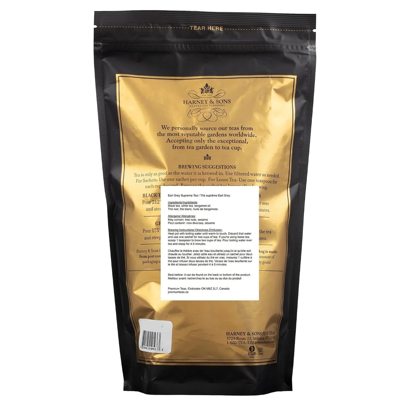Harney & Sons Earl Grey Supreme Tea Sachets, 50 Count