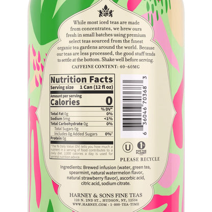 Harney & Sons Watermelon Mint Green Iced Tea, 12 Cans, 12 oz