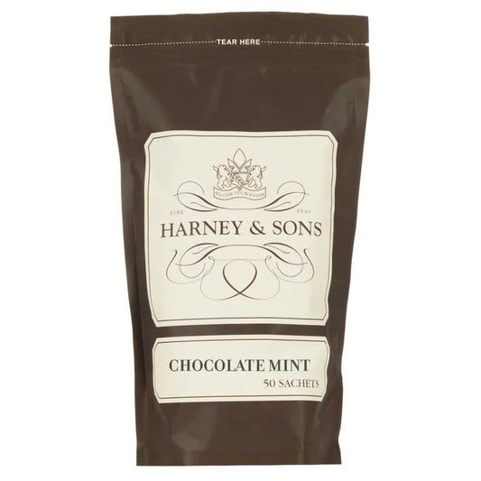 Harney & Sons Chocolate Mint Black Tea Sachets, 50 Count