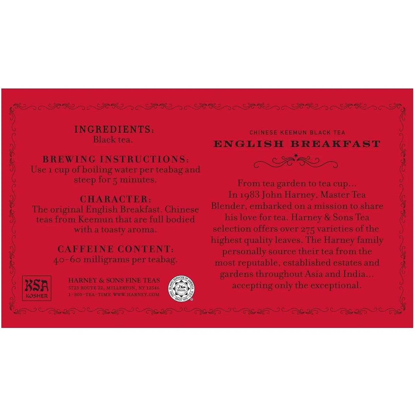 Harney & Sons English Breakfast Black Tea Bags, 50 Count