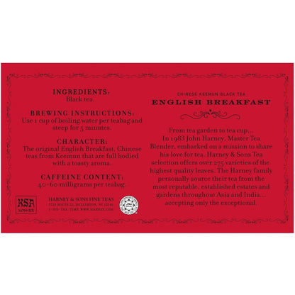 Harney & Sons English Breakfast Black Tea Bags, 50 Count