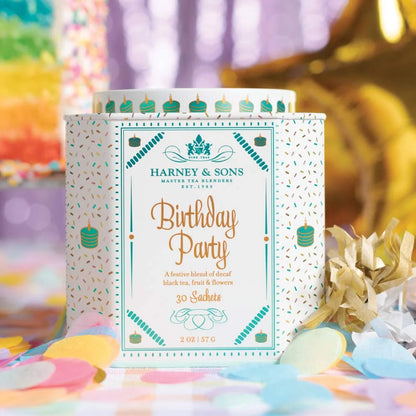 Harney & Sons Birthday Party Decaf Black Tea, 30 Sachets in Tin