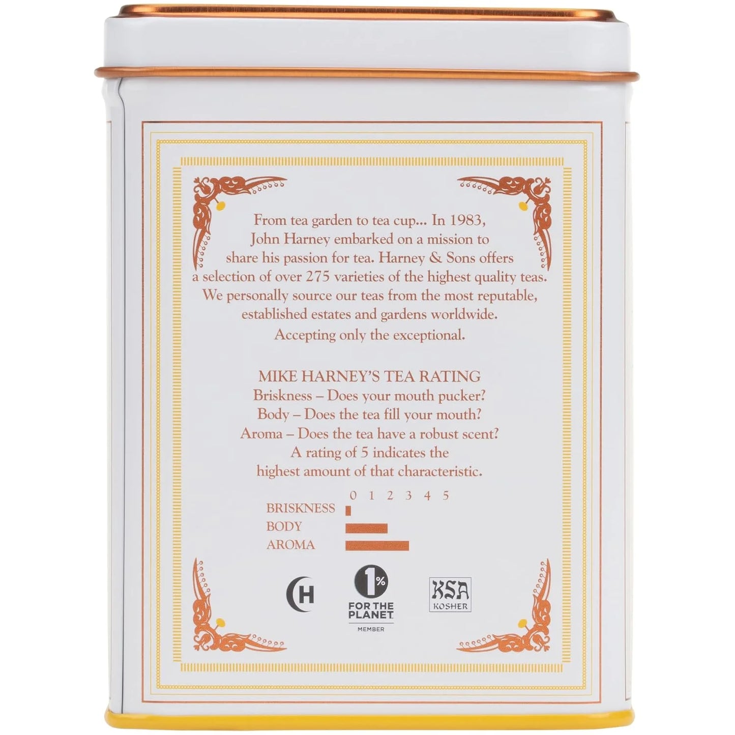 Harney & Sons Chamomile Herbal Tea, 20 Sachets, Caffeine Free Tin