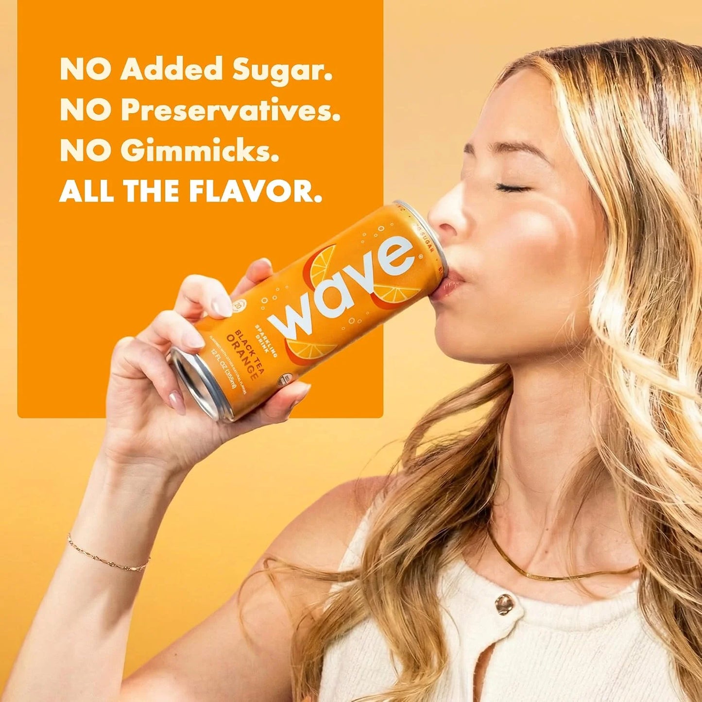 WAVE Organic Sparkling Drink, Soda Alternative, Black Tea Orange
