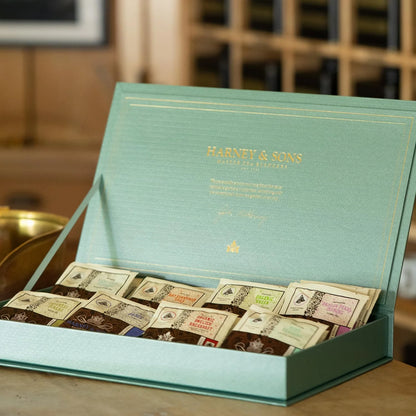Harney & Sons Teal Tea Chest Gift, 32 Wrapped Sachets, 8 Flavors