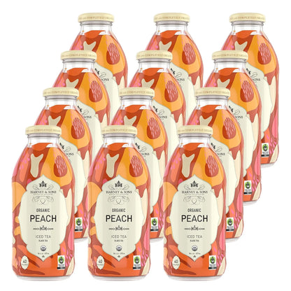 Harney & Sons Peach Black Iced Tea, 12 Glass Bottles, 16 fl oz