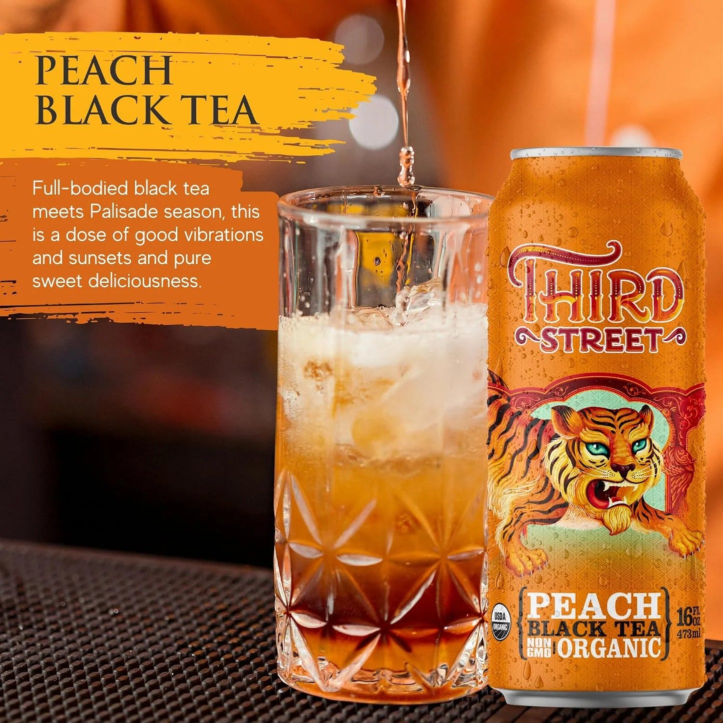 Third Street Inc. Organic Peach Black Tea, 16 Fl. Oz., 12 Pack,
