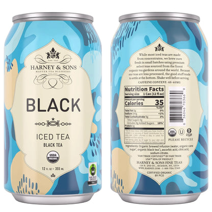 Harney & Sons Organic Black Iced Tea, 12 Cans, 12 oz