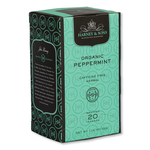 Harney & Sons Organic Peppermint Herbal Tea, 20 Individually Wrapped Tea Bags