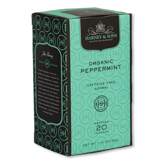 Harney & Sons Organic Peppermint Herbal Tea, 20 Individually Wrapped Tea Bags