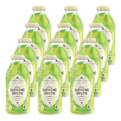 Harney & Sons Organic Supreme Green Iced Tea, 12 glass bottles, 16oz