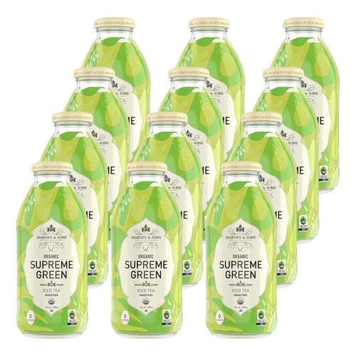 Harney & Sons Organic Supreme Green Iced Tea, 12 glass bottles, 16oz
