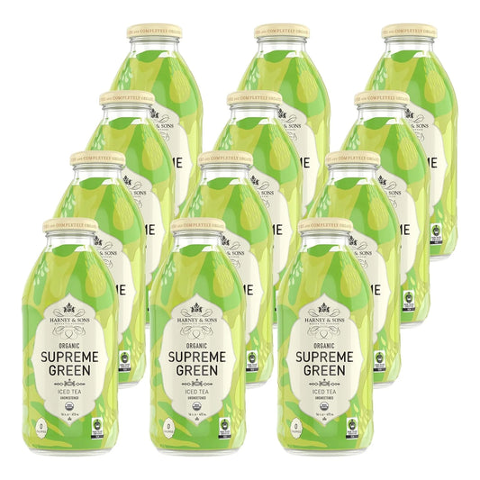Harney & Sons Organic Supreme Green Iced Tea, 12 glass bottles, 16oz