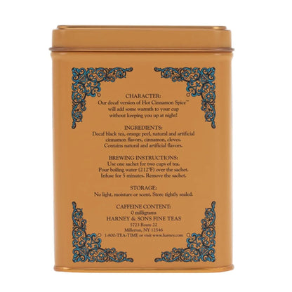 Harney & Sons Decaf Hot Cinnamon Tea, Tea Sachets | 20 Sachets | 1.4 oz | Pack of 2