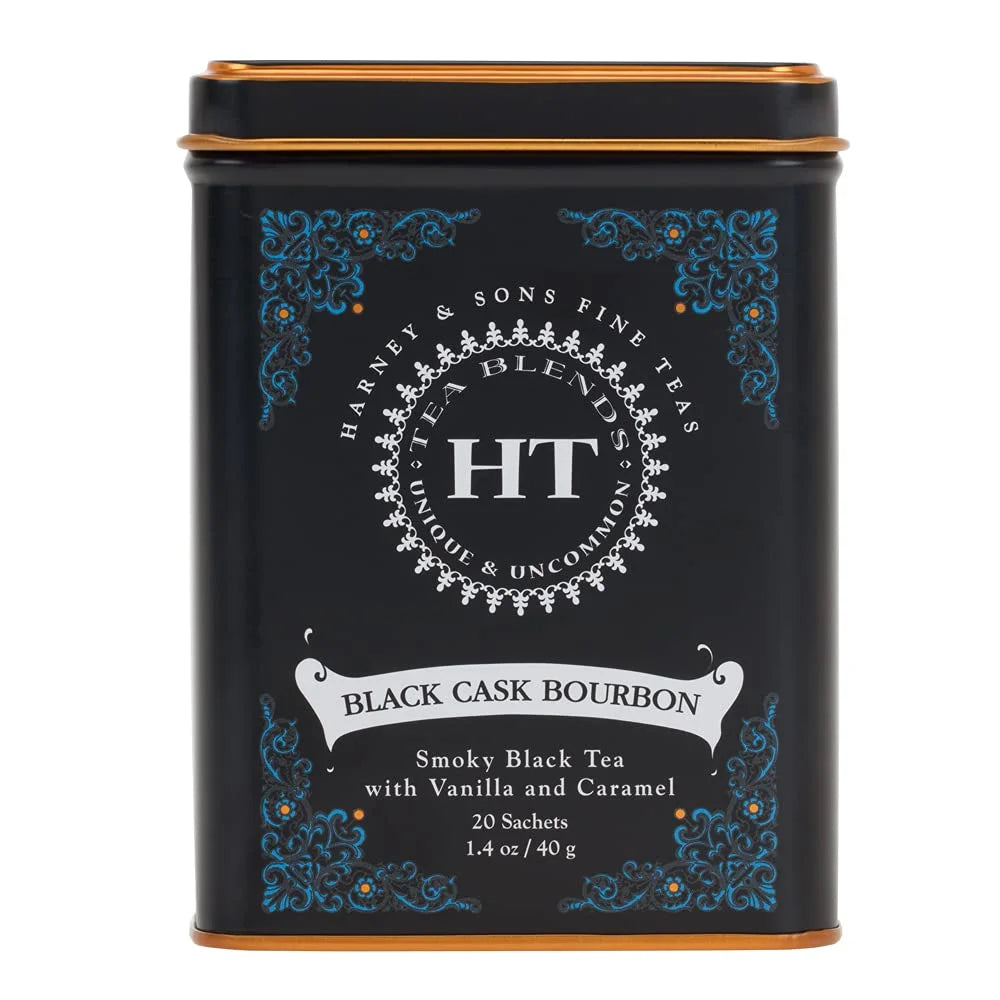 Harney & Sons Black Cask Bourbon Tea, 20 Sachets of Smoky Black Tea with Light Caramel Flavors (Pack of 2)