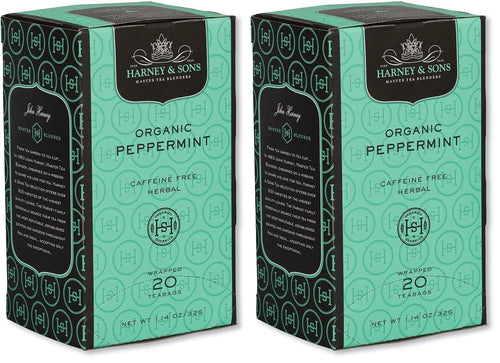 Harney & Sons Premium Organic Herbal Tea, Peppermint, 20 Count (Pack of 2)