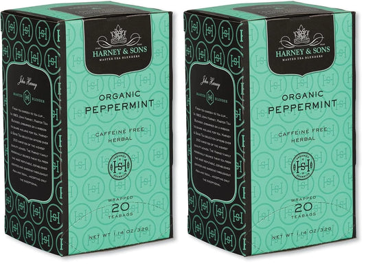 Harney & Sons Premium Organic Herbal Tea, Peppermint, 20 Count (Pack of 2)