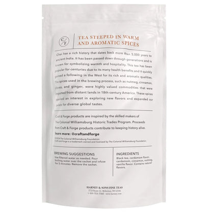Colonial Williamsburg Craft & Forge Chai Tea, by Harney & Sons, 50ct sachet