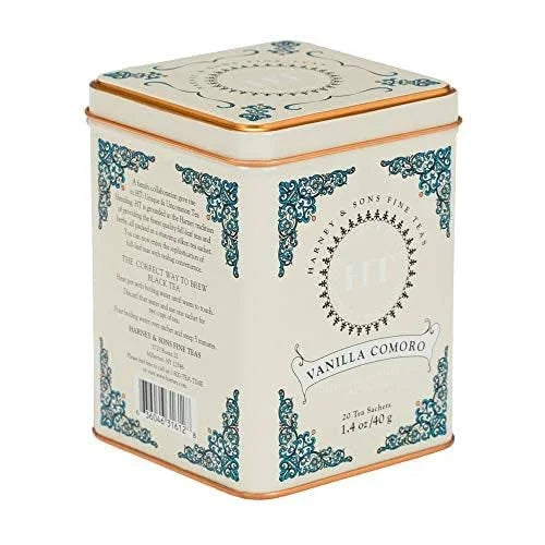 Harney and Sons Fine Tea, Vanilla Comoro, 20 Count (Pack of 4)