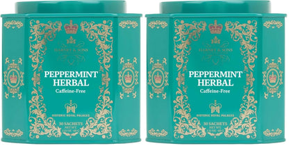 Harney & Sons Peppermint Herbal Tea in Sachets, Caffeine-Free Herbal, 30 Sachets (Pack of 2)