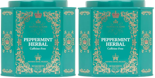 Harney & Sons Peppermint Herbal Tea in Sachets, Caffeine-Free Herbal, 30 Sachets (Pack of 2)