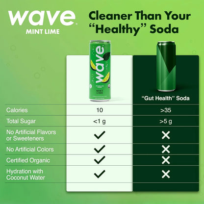 WAVE Organic Sparkling Drink, Soda Alternative, Mint Lime