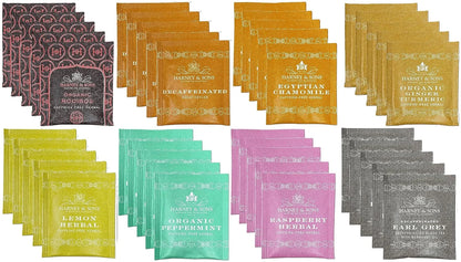Harney & Sons Assorted Tea Bag Sampler 40 Count – Harney Decaf Tea Bags Variety Packs, Herbal Tea Bundle Caffeine Free Tea