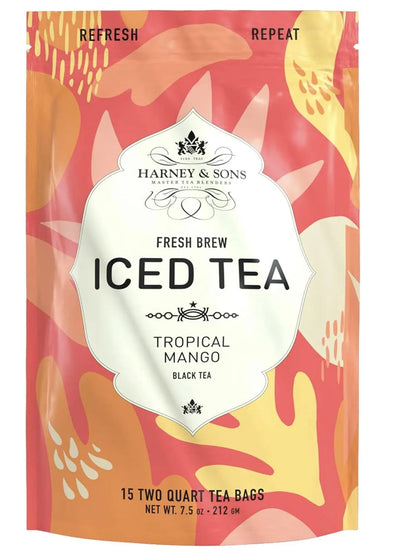Harney & Sons Fresh Brew Tropical Mango Black Iced Tea, 15 Tea Bags