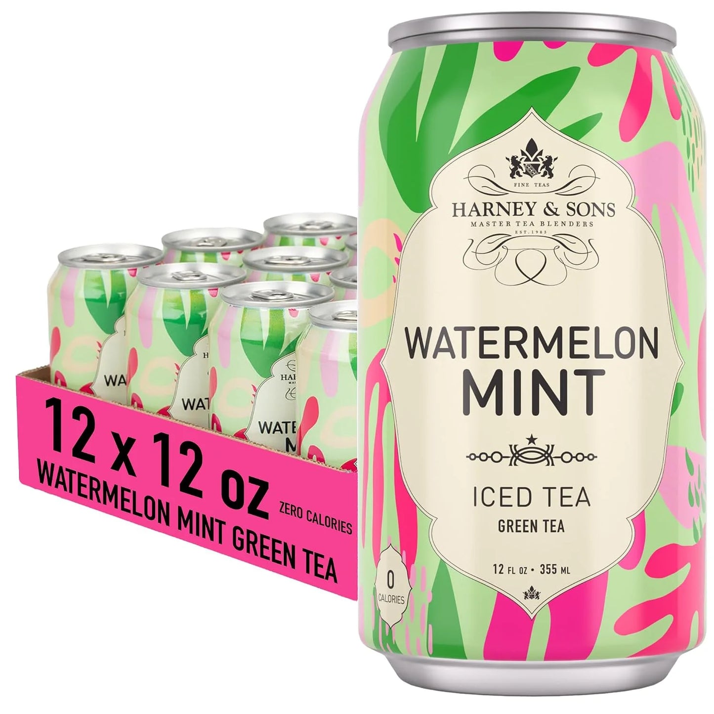 Harney & Sons Watermelon Mint Green Iced Tea, 12 Cans, 12 oz