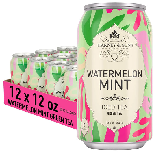 Harney & Sons Watermelon Mint Green Iced Tea, 12 Cans, 12 oz